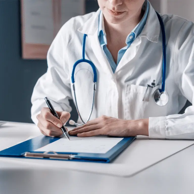 Doctor conducting affordable HGV medical services in the UK for commercial drivers