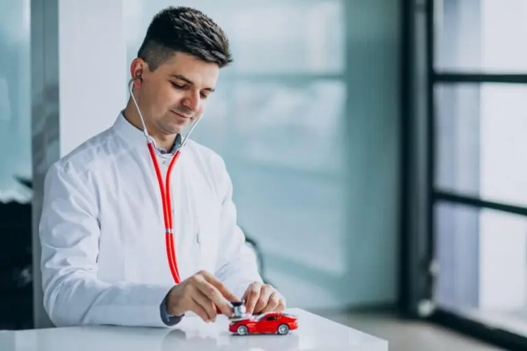 Doctor conducting an expert HGV medical assessment for a professional driver