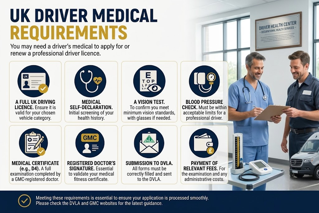 Driver Medical Assessment Requirement consultation with a doctor in a modern UK clinic
