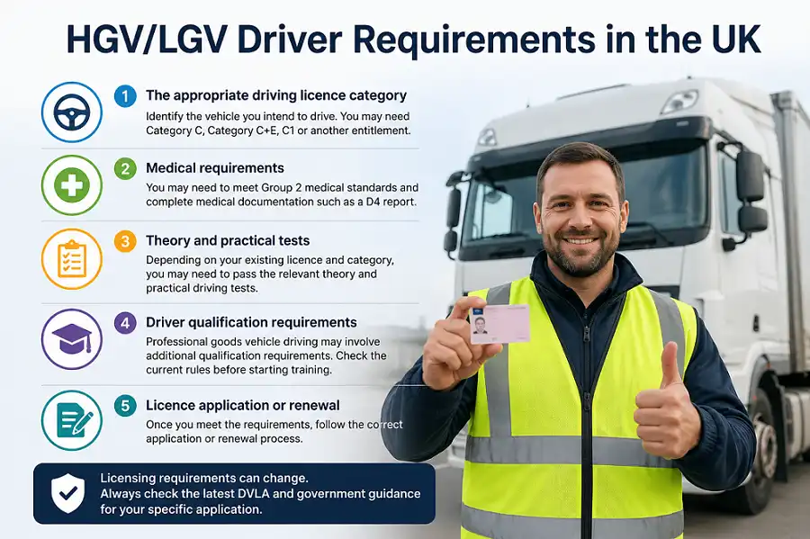 HGV/LGV Driver Requirements in the UK explained for drivers applying for commercial vehicle licences.