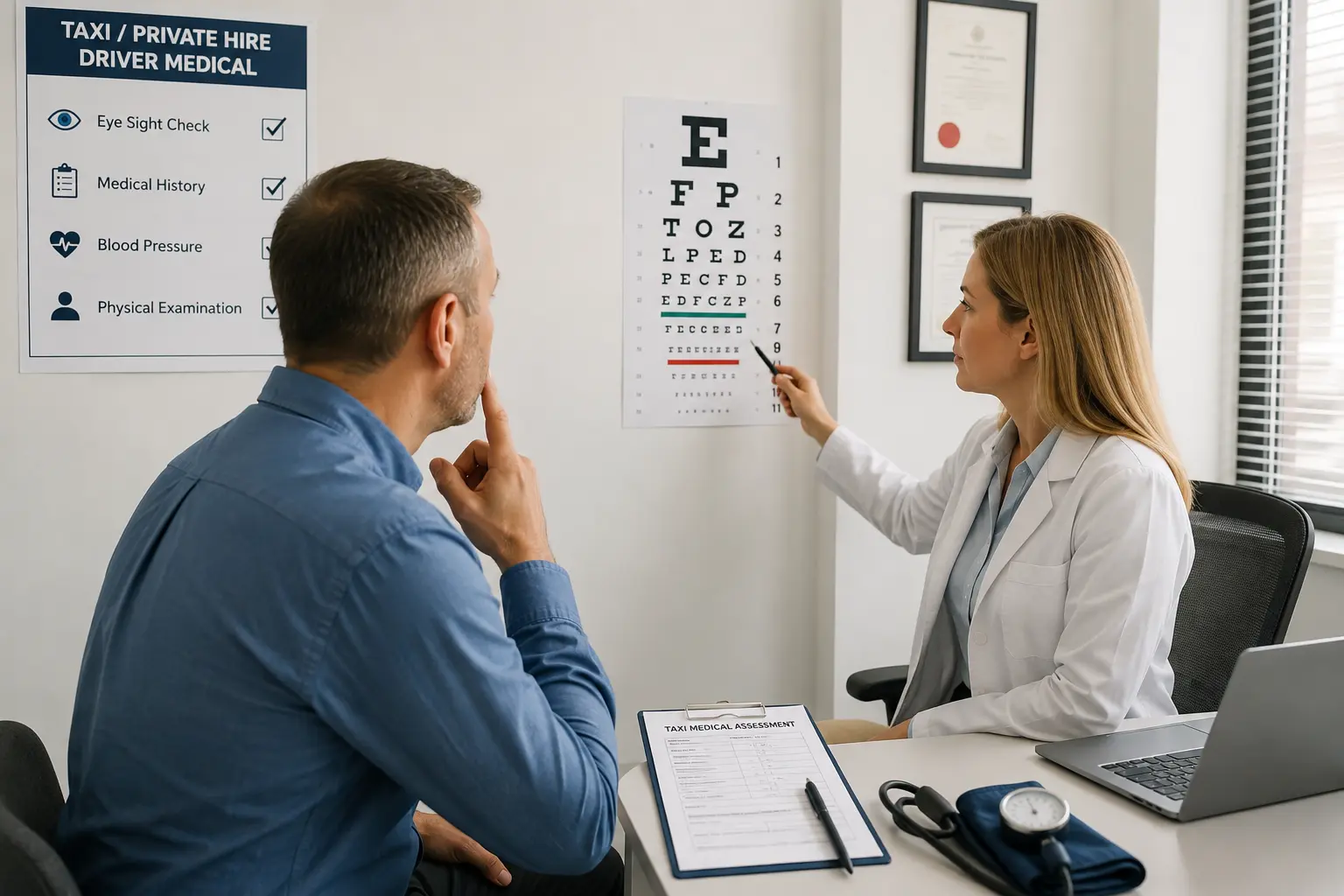 Taxi medical cost UK assessment at a professional medical clinic