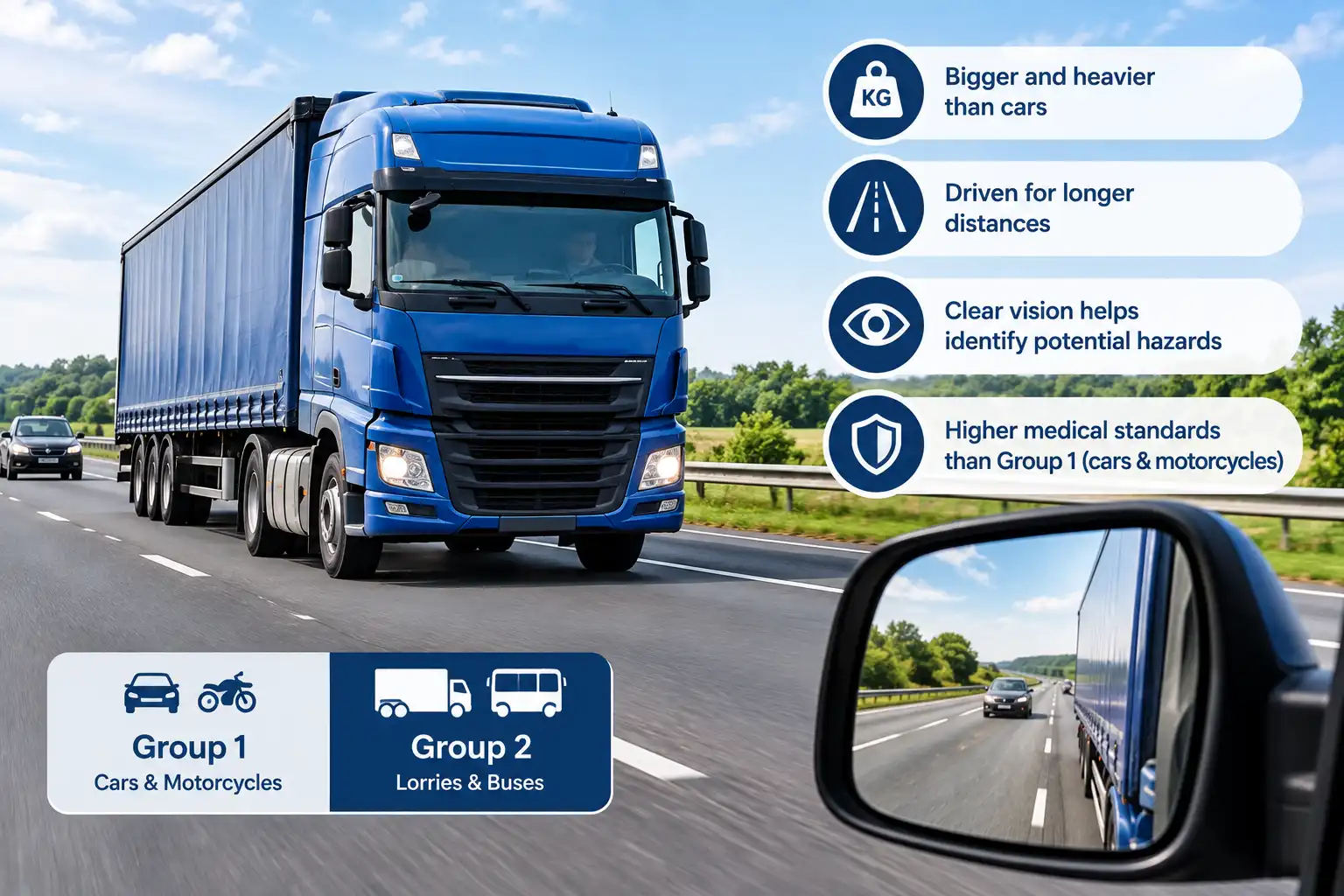 HGV vision standards and eyesight checks covering HGV driver eyesight requirements and the Driver Medical Test.