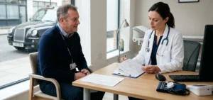 Oadby & Wigston Taxi Medical appointment with a doctor reviewing a taxi driver's medical history, eyesight and fitness to drive for a taxi or private hire licence.